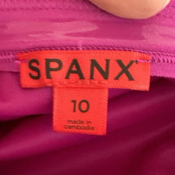 SPANX Let's Go Slimming Swimwear High Waist Bottom Women 10 Berry Pink New 8682 - Picture 11 of 16